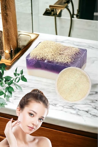 2li Doğal Set Kabak Lifli Keçi Sütü Lanta Sabun Peeling Bakım Sıkılaştırma Akne Temizleme Yüz Pedi