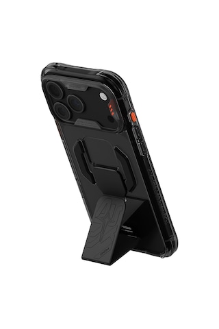 Apple iPhone Uyumlu 18 Pro Max Kılıf M-safeli Teknoloji Desenli Skinarma Helio Ce Mag Charge Standlı Kapak Füme