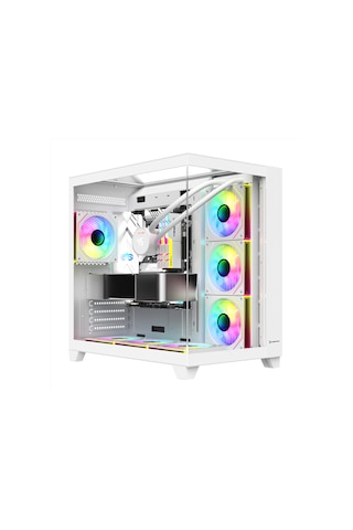 Gamepower Warcry Topglass 650w 4xargb Temperli Cam Atx Beyaz Akak0gmp0028