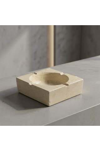Northcity Premium El Yapımı Doğal Mermer Küllük - 12x12 Cm Dekoratif Doğal Taş Küllük