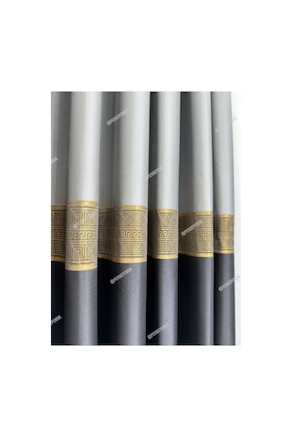 Elegans Seri Versace Desen Siyah Gold Gri,taç,brilant,kanun Pile,blackout , Tek Kanat Siyah Gold Gri