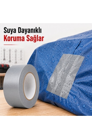 Sanplaza Gri Tamir ve İzolasyon Bandı 48mm 10mt Suya Dayanıklı Duct Tape Sırdırmazlık Bandı 12 Adet