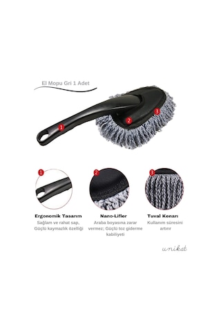Makarna El Mopu Mini Mikrofiber Toz Alma Ve Islak-kuru Temizleme Fırçası 1 Adet Gri
