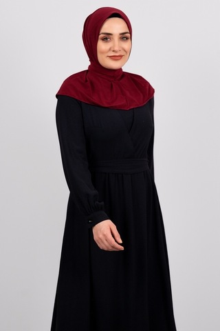 Hürrem Bone Bordo Pratik Hazır Geçmeli Tesettür Eşarp Sandy Kumaş Arkadan Çıt Bordo