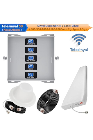 Telesinyal 50 Kırsal Alan Gsm Telefon Sinyal Güçlendirici, Yükseltici Ve Arttırıcı Beş Bantlı 2g 3g Ve 4.5g Lte