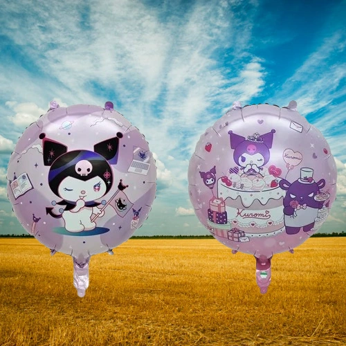 Folyo Balon Kuromi Temalı Mor Çift Yüzlü 45 Cm Perti Folyo Balon Çok Renkli