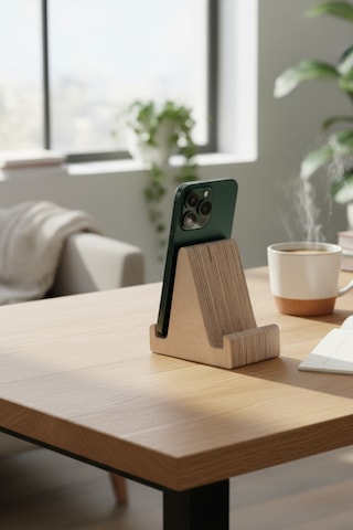 Ahşap Çift Taraflı Telefon Standı Kahverengi