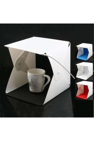 Triline 40 x 40 CM Profesyonel Stüdyo Led Işıklı Çift Sıra Ürün Fotoğraf Çekim Çadırı