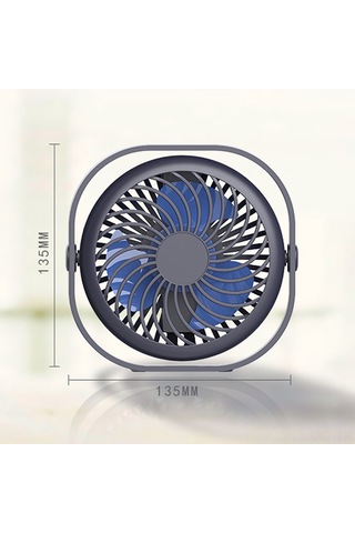 Youtek Usb Şarjlı Taşınabilir Masaüstü Fan - 3 Hız Ayarı, Sessiz Çalışma, Dahili Li-poly Batarya, Mavi