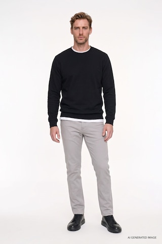 Ac&Co / Altınyıldız Classics Erkek Sıyah 2 İplik Sıcak Tutan Standart Fit Normal Kesim Bisiklet Yaka Sweatshirt Sıyah Siyah