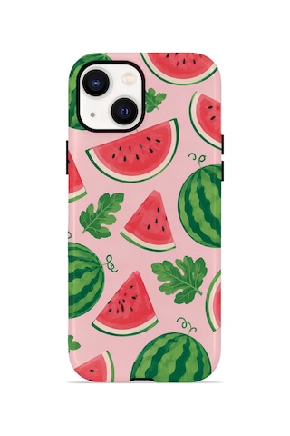 Apple iPhone Uyumlu 15 Vorian Çift Katmanlı Magsafe Kılıf Watermelon Garden Party