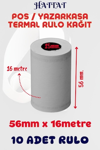 Hattat Termal Pos Rulo 10 Adet Rulo 56 MM x 16 M