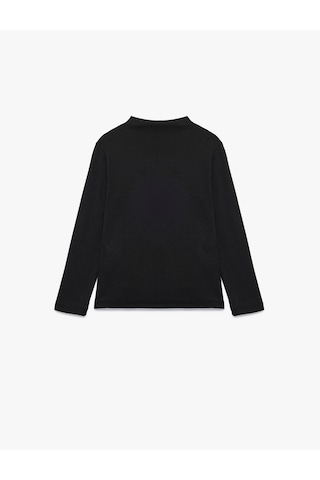 Koton Dik Yaka Modal Karışımlı Uzun Kollu Slim Fit Tişört Siyah 7wkg10187ak