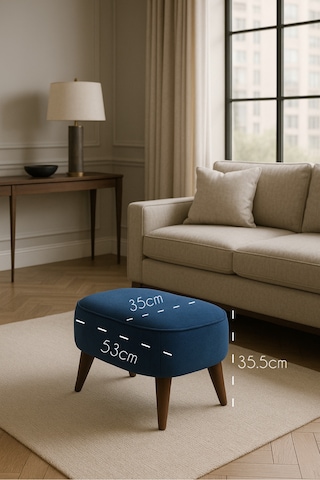 Oval Puf Koltuk, Lacivert, 53x35, Rahat Uzanma Ve Makyaj İçin İdeal Lacivert