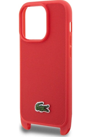 Apple Uyumlu iPhone 14 Pro Kılıf Lacoste Lisanslı Pu Pike Desen Askılı İkonik Timsah Dokuma Logolu Yeşil
