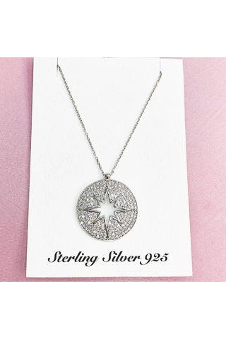Oriental Kuyumculuk Jewellery Taşlı Kutup Yıldızı Gümüş Kolye Gümüş