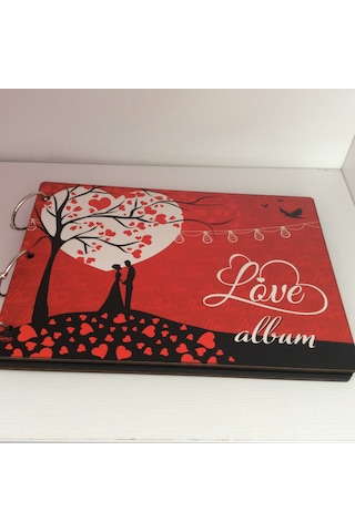 Aşk Temalı Ahşap Kapaklı Kendin Yap Fotoğraf Albüm Defter