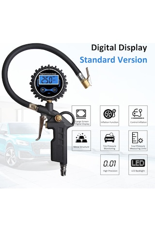 Kosona Dijital Lastik Basınç Ölçer, 0.1 Psı Hassasiyetli, 4 Ölçüm Birimi, Led Ekran, 2 Adet Aaa Pil Dahil