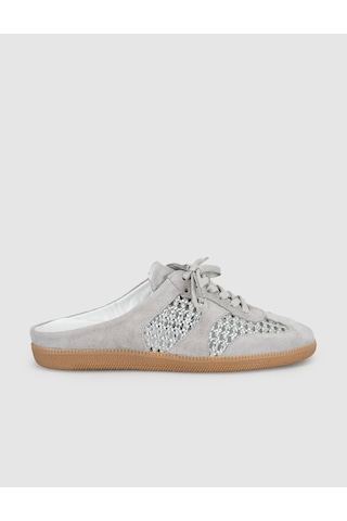 Gri Süet Deri Kadın Mule Sneaker