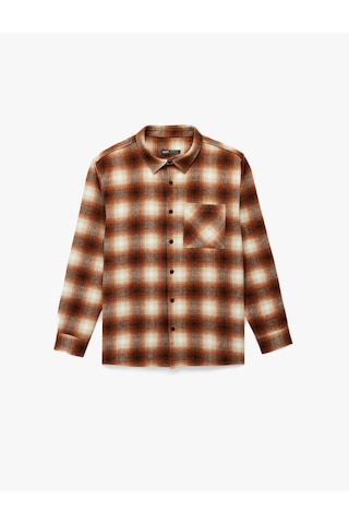 Koton Regular Fit Cep Detaylı Uzun Kollu Klasik Yaka Oduncu Gömleği Turuncu Ekose 6wam60065hw Turuncu Ekoseli
