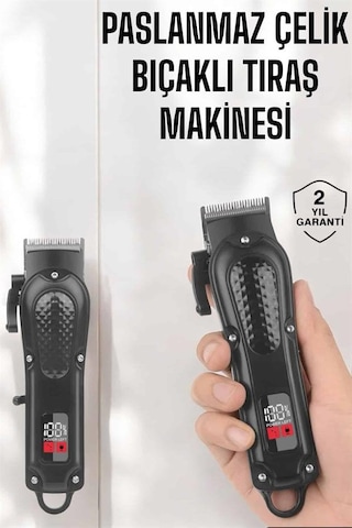 Sıfır - 86 - Tıraş Makinesi Dijital Göstergeli Paslanmaz Çelik - Csmo-tex - Bıçaklı Tnabilir Diğer