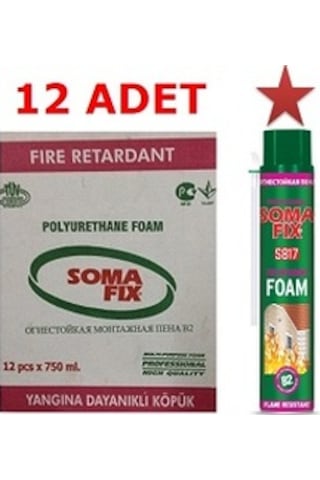 12 Adet 750ML Somafıx B2 Yangına Karşı Dayanıklı Poliüretan Köpük