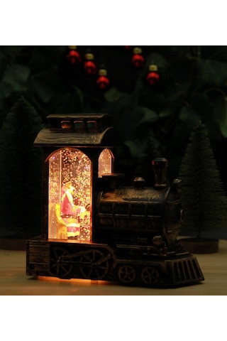 Yılbaşı Kar Küresi Noel Işıklı Dekoratif Noel Baba Treni 1