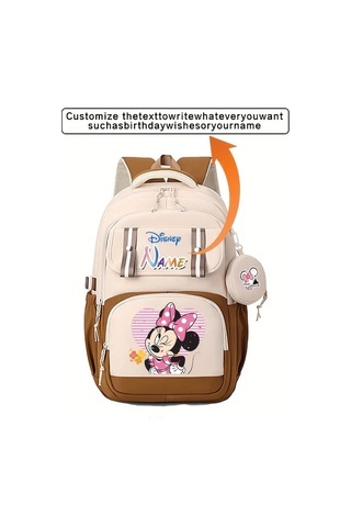 Wangxi Disney Minnie Mouse Sırt Çantası Sku A Özel İsim Ayarlanabilir Askı Hafif Rahat Tablet Bölmeli Büyük Kapasite Günlük Kullanım Seyahat Tatil Hediyesi 40g Geo Black