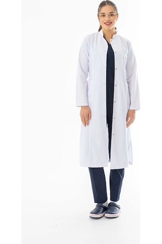 Hakim Yaka Maxi Boy Kadın Doktor Önlüğü Alpaka Kumaş Beyaz Bko004 Beyaz