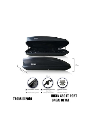 Araç Üstü Port Bagaj Kapalı Tabut 3 Kilitli 450 Lt Beyaz Niken