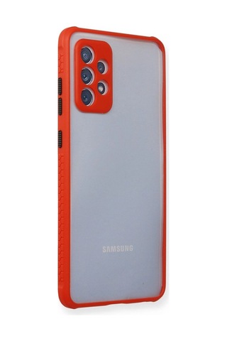 Samsung Galaxy Uyumlu A72 Kılıf Miami Şeffaf Silikon - Kırmızı Çok Renkli