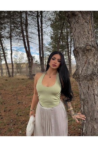 Boyundan Geçmeli Basic Crop YEŞİL