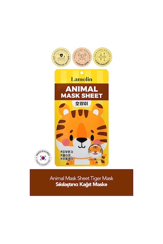 Lamelin Kaplan Desenli Eğlenceli, Sıkılaştırıcı Kağıt Maske Lamelin Animal Tiger Mask