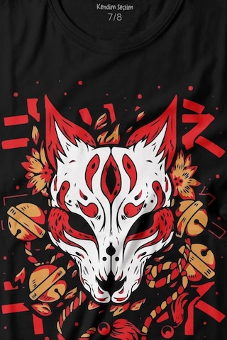 Kendim Seçtim Kitsune Mask Japanese Japon Kültür Baskılı Tişört Çocuk T-shirt 001