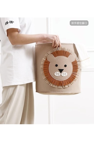 Büyük Kapasiteli Karikatür Hayvan Keçe Saklama Kovası Yıkanabilir Tiger