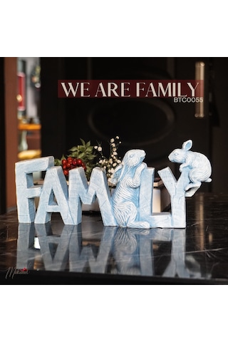 El Yapımı Dekoratif "aile" Tabelası Tavşan Heykelleri İle - Ev