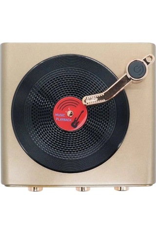 Metalik Nostaljik Tasarım Plak Çalar Görünümlü Ralu Bluetooth Hoparlör Retro Müzik Plak 34495568
