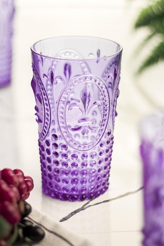 Akrilik Mor 6'lı Uzun Bardak & Su Meşrubat Bardağı 750 Ml Büyük Boy & Cam Değildir Sarı