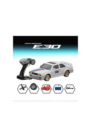 Uzaktan Kumandalı 1:16 Bmw E30 Araba Full Fonksiyon Işıklı Drift Bmw E30 40 Km Hız Yapan E30 Beyaz