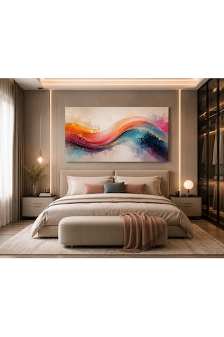 Renk Senfonisi Soyut Kanvas Tablo Turuncu, Mavi, Mor Ve Pembe Tonlarda Modern Premium Duvar Dekorasyonu Salon, Ofis, Çalışma Odası Ve Genç Yaşam Alanları İçin Enerjik Tasarım