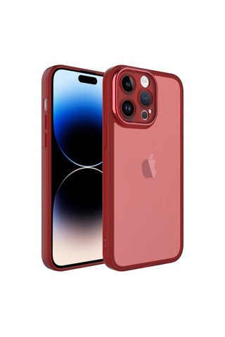 Apple Uyumlu iPhone 14 Pro Kılıf Kamera Korumalı Transparan Zore Post Kapak Kırmızı