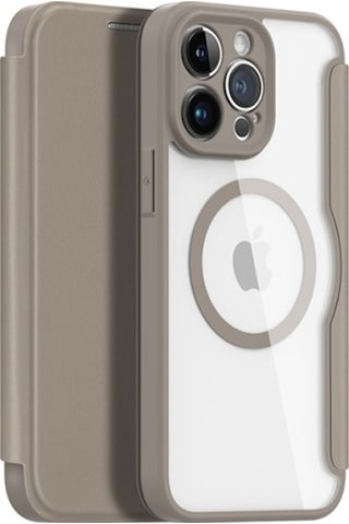 More TR Dux Ducis Apple Uyumlu iPhone 14 Pro 6.1 Kılıf Skin X Pro Series MagSafe Kapaklı Kılıf Folio Case - Bej