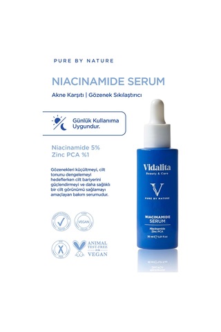 Vidalita %10 Niacinamide + Zinc Pca Dengeleyici Cilt Bakım Serumu 30 ML