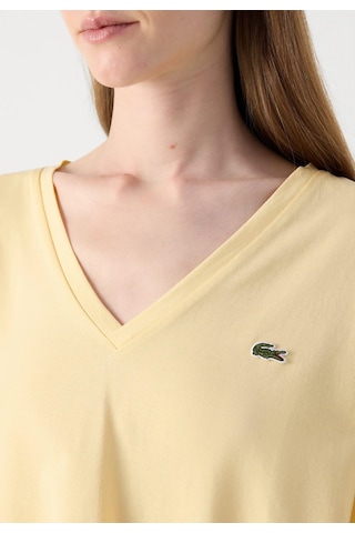 Lacoste V Yaka Organik Pamuk Bayan T-shirt Sarı