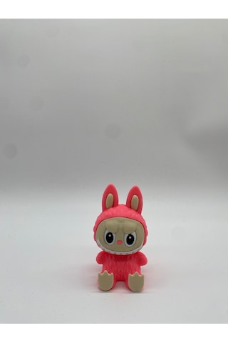 Oturan Dekoratif Labubu Figürü 3D Baskı Pembe