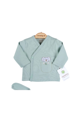 3 Ay Koala Nakışlı Çizgili 5'li Hastane Çıkış Seti Yeşil