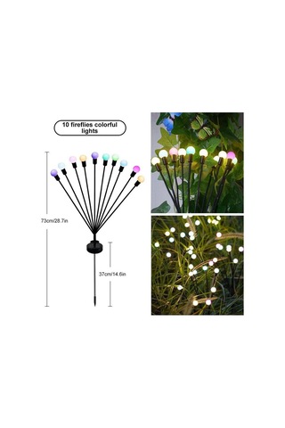 Qingmipy Güneş Enerjili Bahçe Işıkları, 10 Led Renkli, Sürekli/ayaklanan, Ip44 Su Geçirmez, 2 Adet Toplu Paket, Bahçe Ve Çatı Dekorasyonu Işıkları