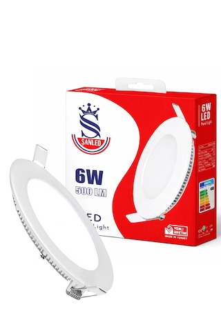 6w Tasarruflu Led Yuvarlak Beyaz Işık Sıva Altı Slim Panel Tavan Aydınlatma Armatürü 8 Adet