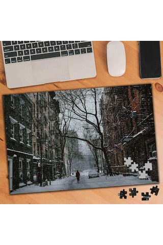 Karlı, Sokak Arası Görüntüsü 240 Parça Puzzle Yapboz-1209401