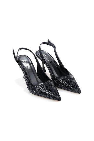 Pisagor Ps-32150 Kadın 7 Cm Arkası Açık Abiye Stiletto Ayakkabı Sıyah